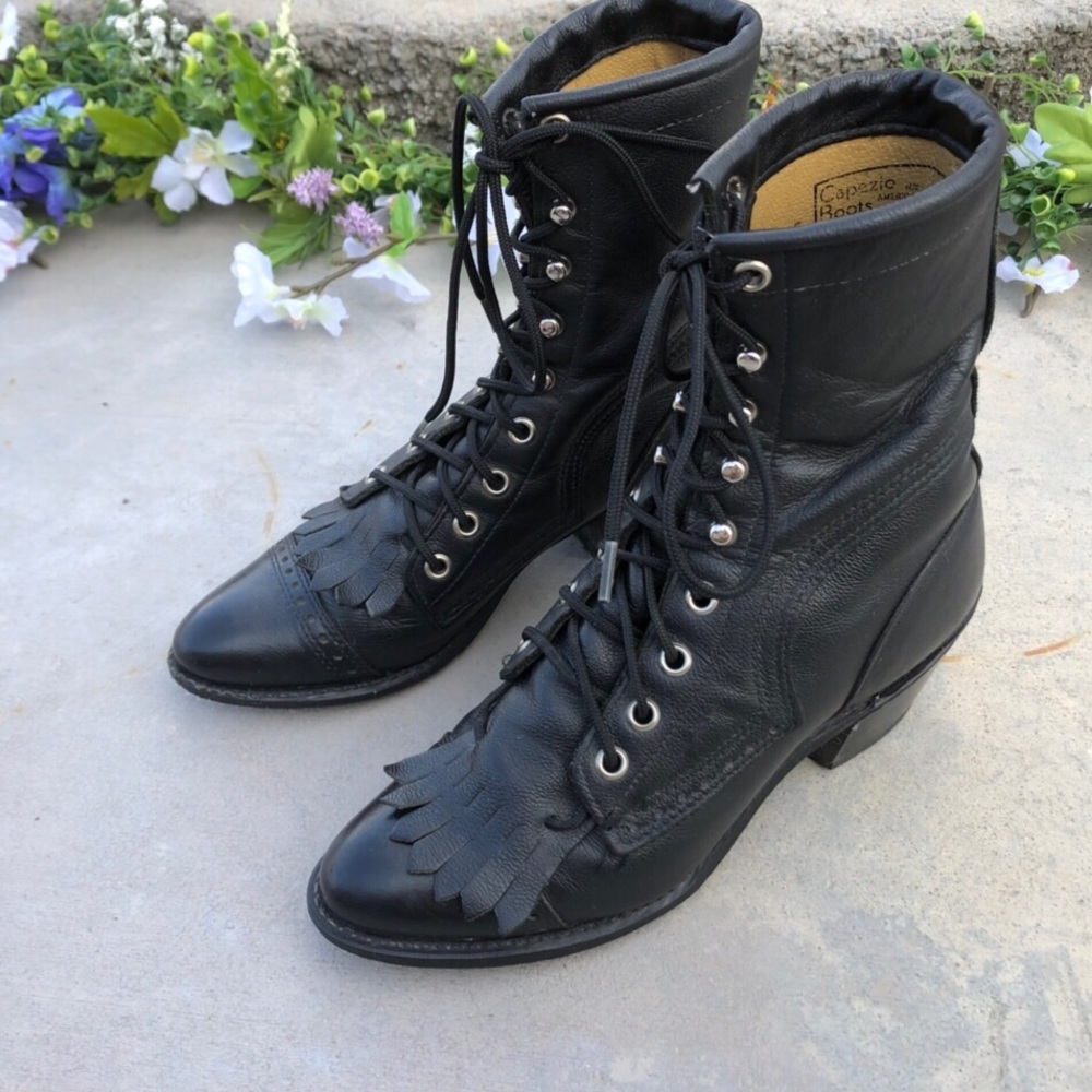 Vintage Capezio Roper Black Leather Boots